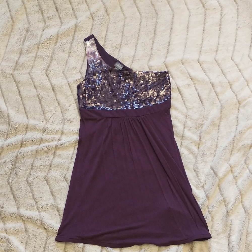 Purple One-Shoulder Sequin Dress